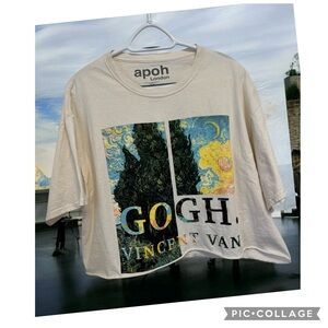 GOGH VINCENT VAN GRAPHIC CROPPED OVERSIZED T-SHIRT